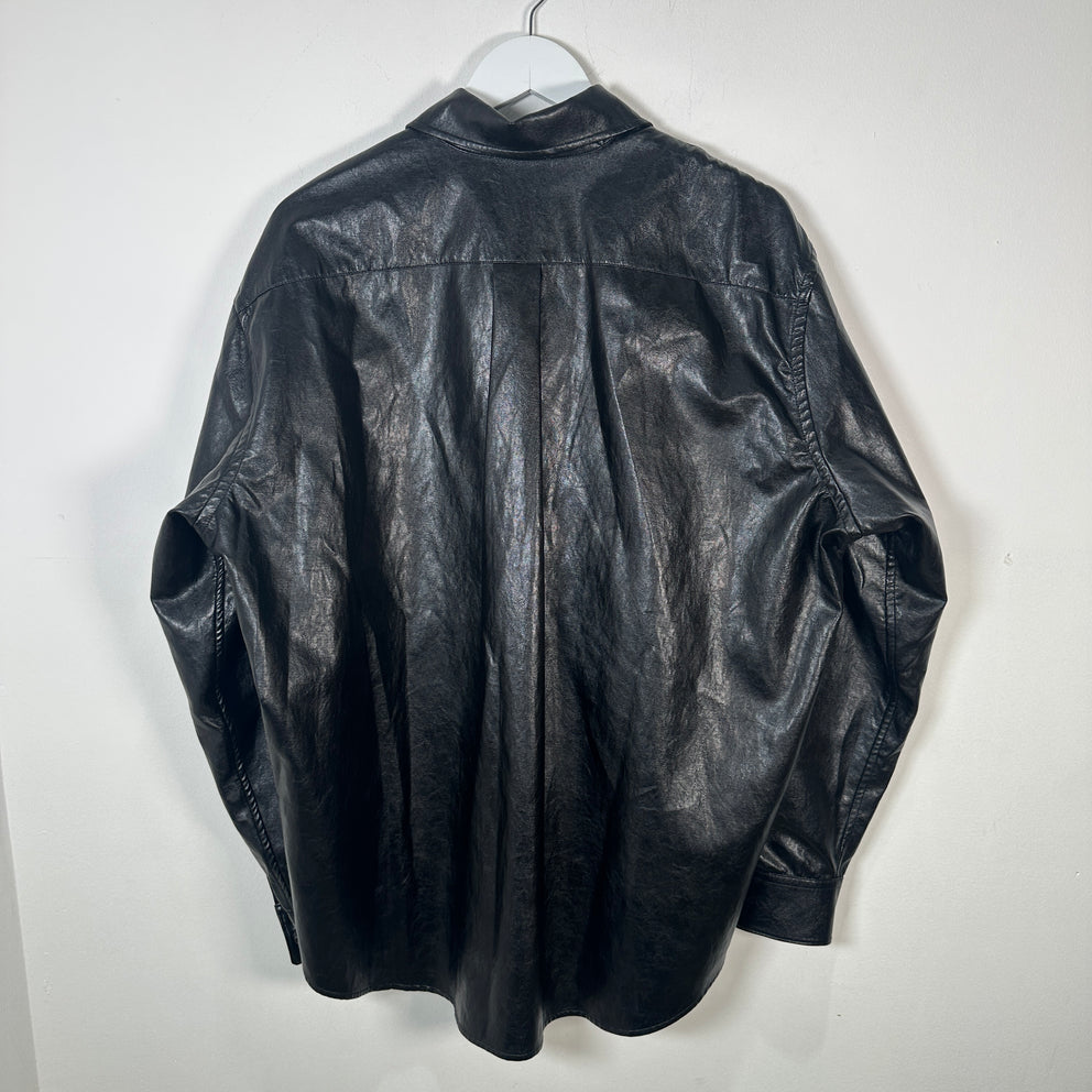 Our Legacy Black Faux Leather Button-Up Shirt Size L