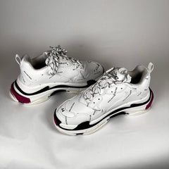 Balenciaga White/Pink Triple S Sneakers Size 44