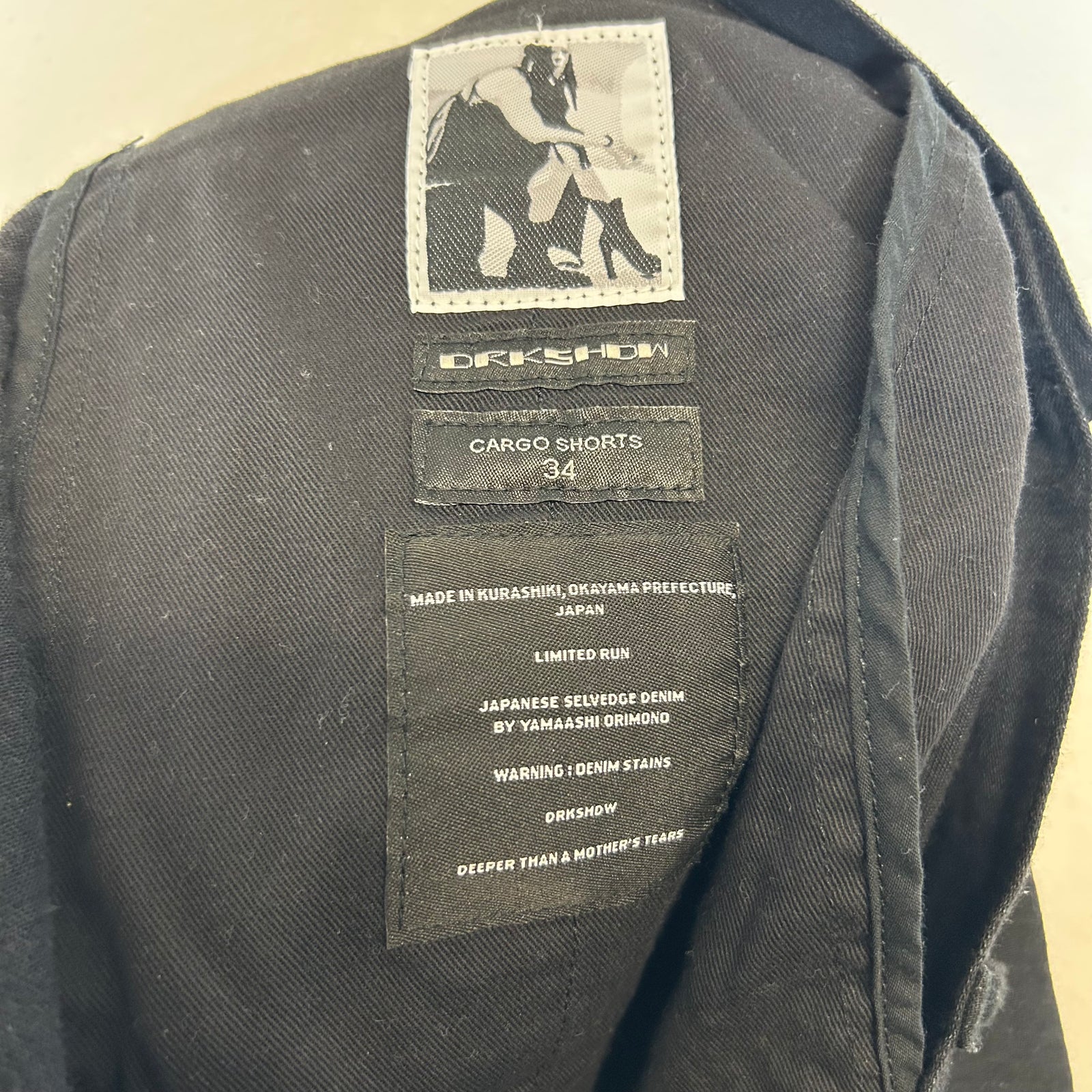 Rick Owens Drkshdw Japanese Selvedge Cargo Pods Size 34