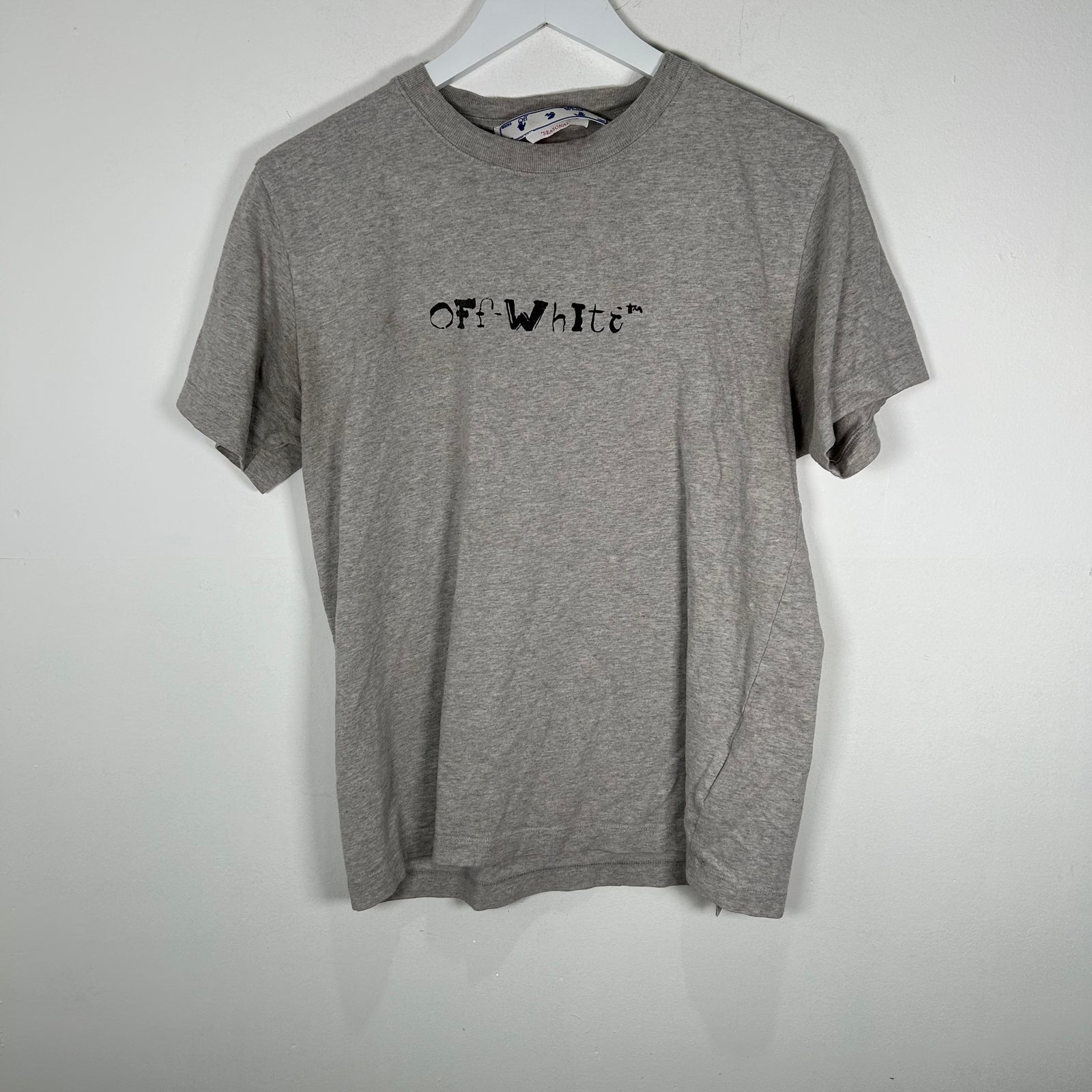 Off-White Faces Graphic Grey T-Shirt Size S