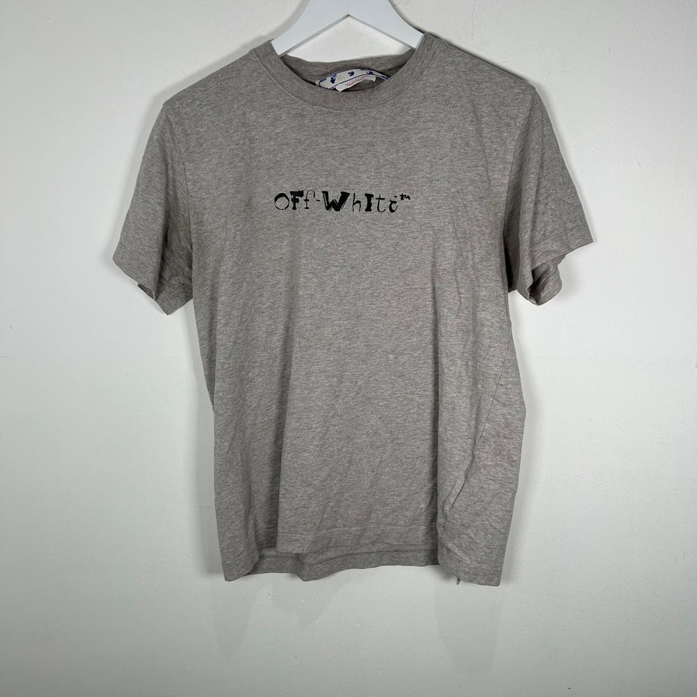 Off-White Faces Graphic Grey T-Shirt Size S