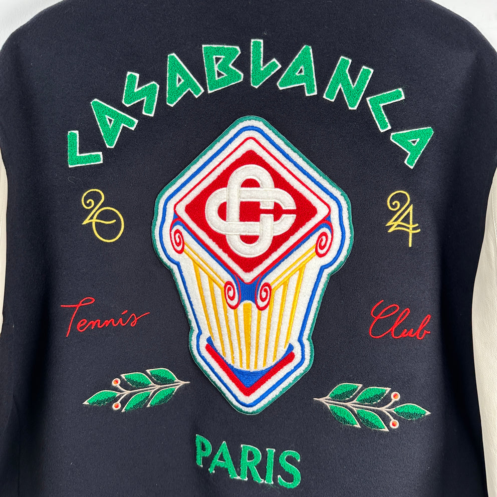 Casablanca 2024 Black 'Chenille' Embroidered Patch Varsity Jacket Size XL