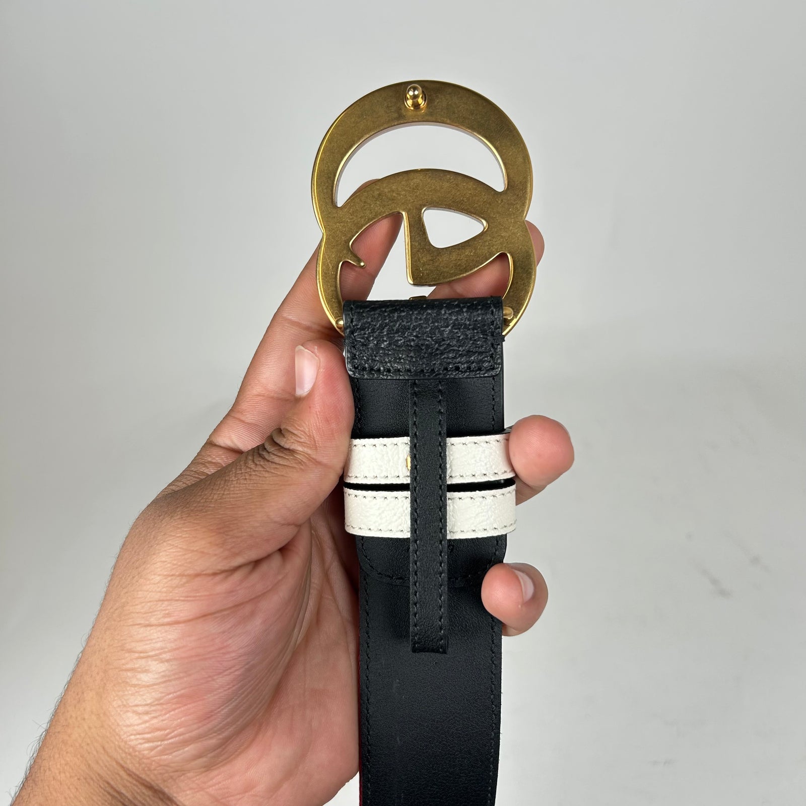 Gucci x Adidas Red Interlocking G Leather Belt Size 85
