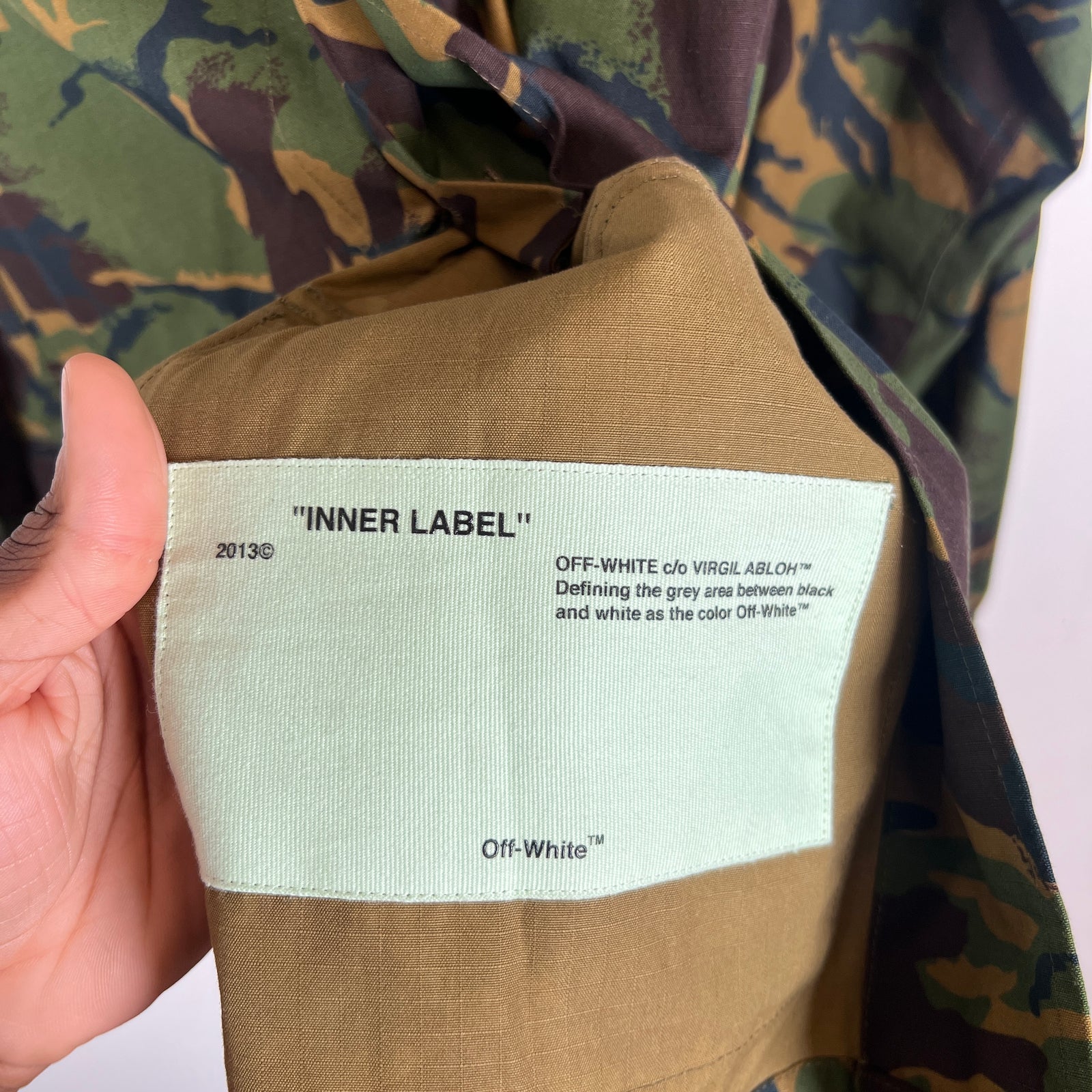 Off-White SS18 Camo Field Patches M-65 Cargo Jacket Size XXL