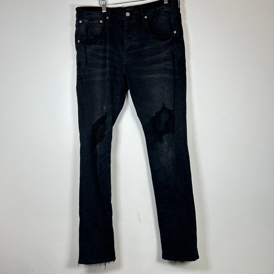 Purple Black Distressed Denim Jeans Size 36