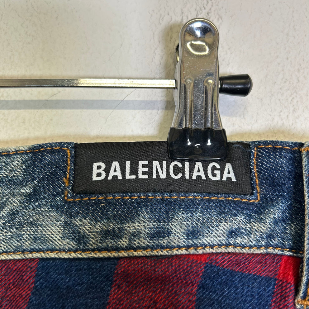 Balenciaga SS21 Hybrid Flannel Shirt Denim Jeans