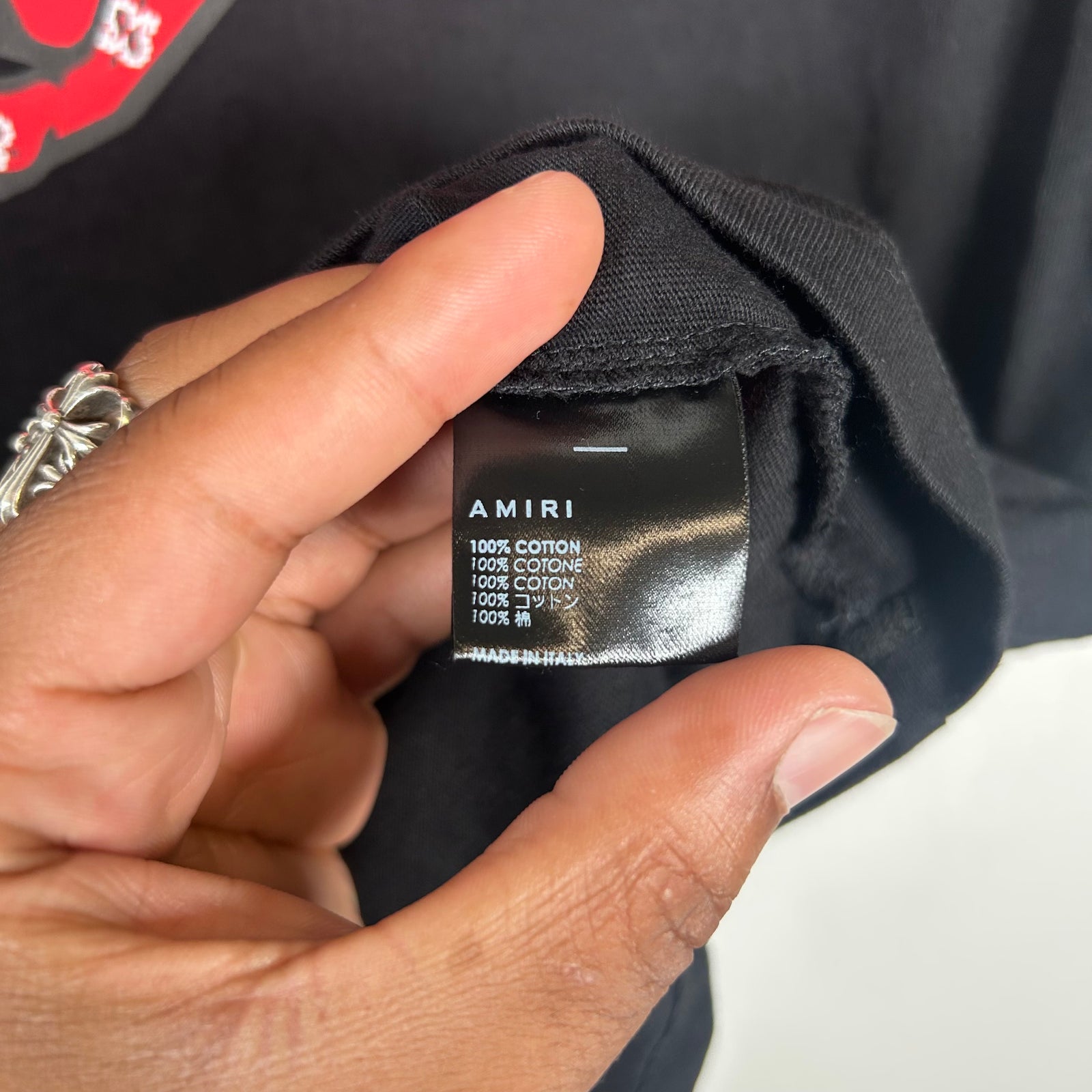 Amiri Black Rabbit Bandana Logo T-shirt Size S