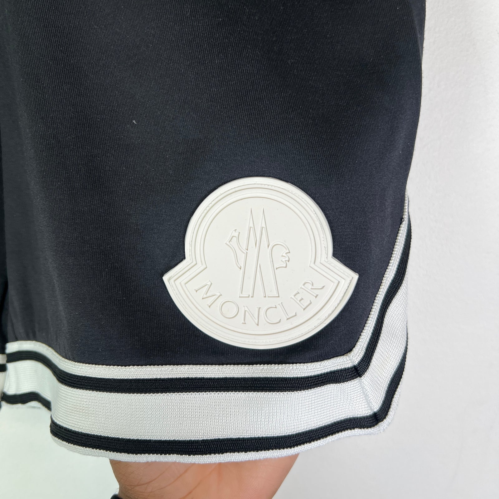 Moncler Striped Patch Jersey Shorts