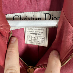 Christian Dior Pink Leather Biker Jacket Size 6