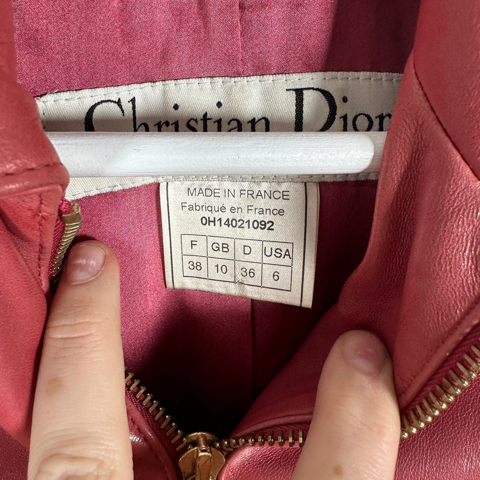 Christian Dior Pink Leather Biker Jacket Size 6