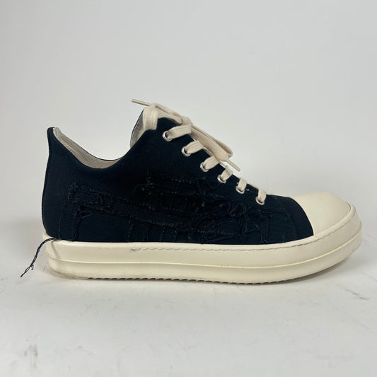 Rick Owens Drkshdw Black Distressed Low-Top Ramones Size 44