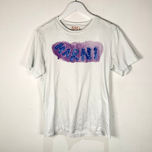 Marni White Watercolor Logo T-Shirt Size M