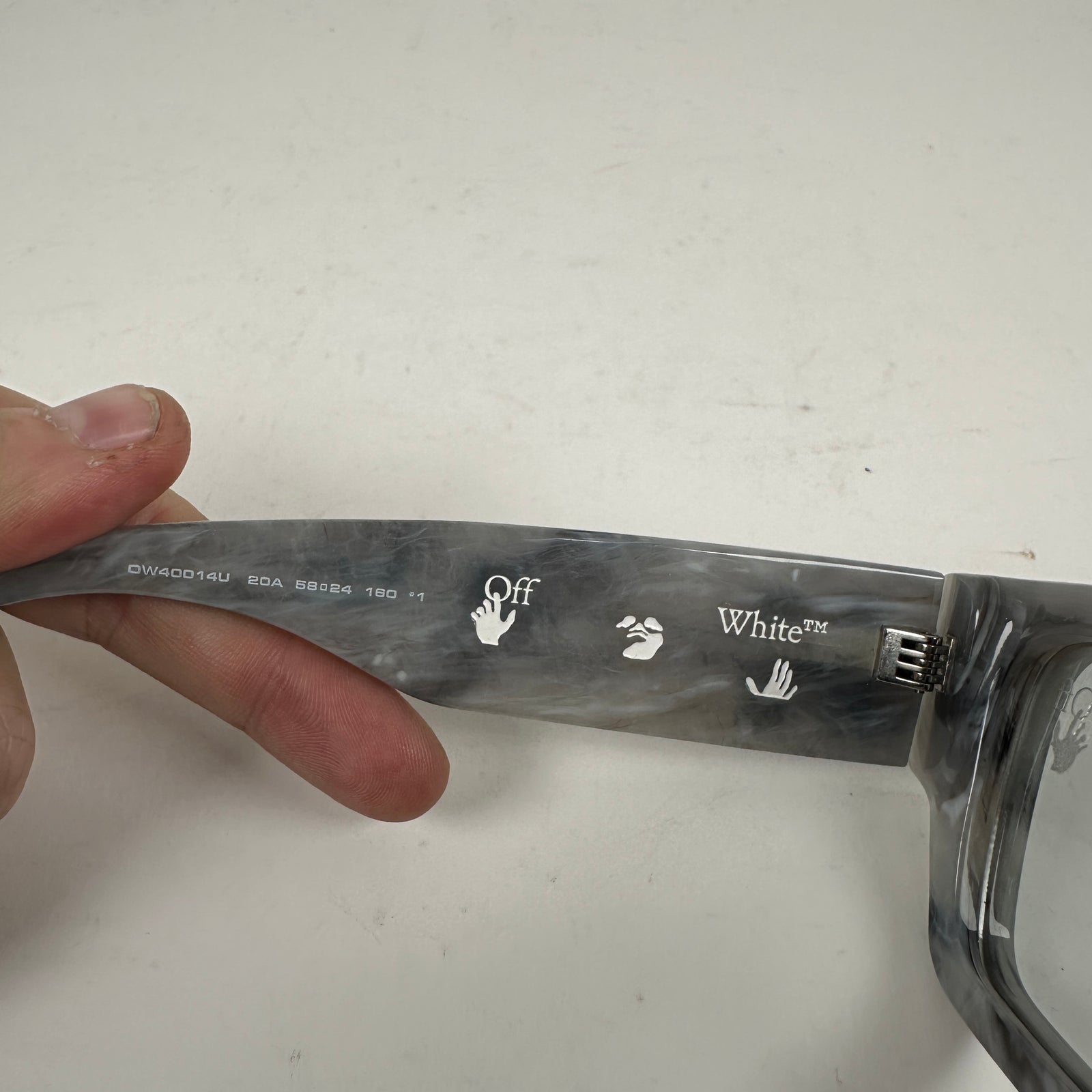 Off-White Gray Marble Arrow Square Frame Sunglasses