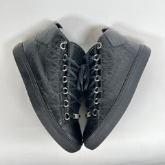 Balenciaga Black Leather Arena High Tops Size 43