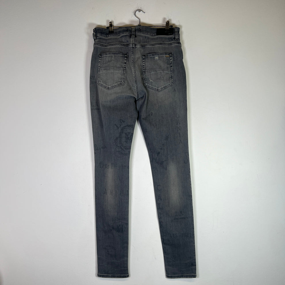 Amiri Grey Military Stencil Jeans Size 33