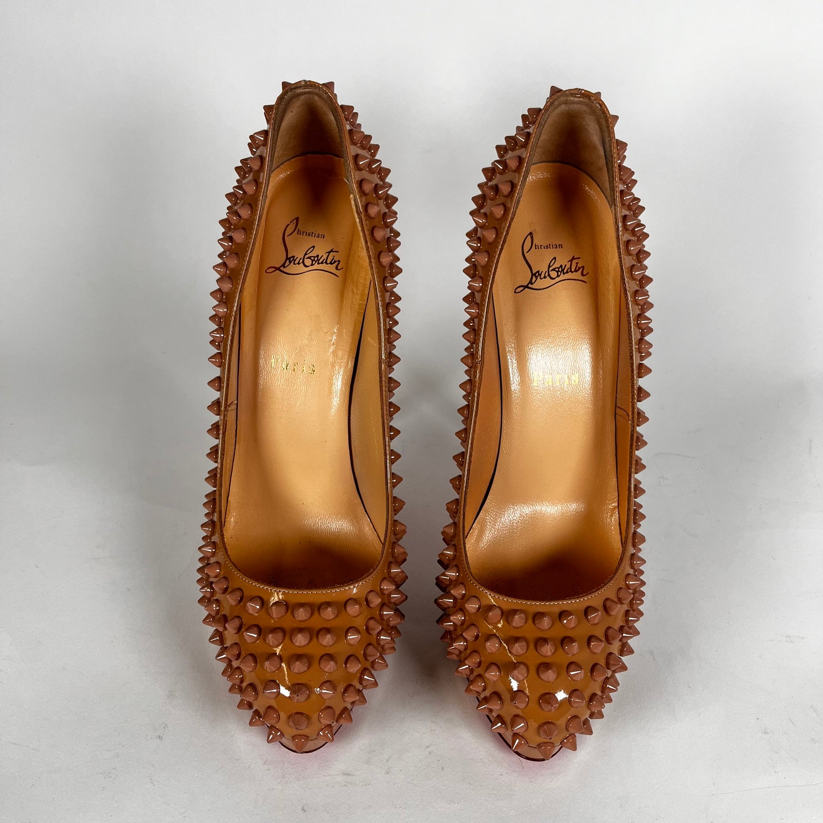 Christian Louboutin Tan Spiked Heels Size 40