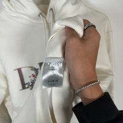 Dior White Flowers Embroidered Hoodie Size M
