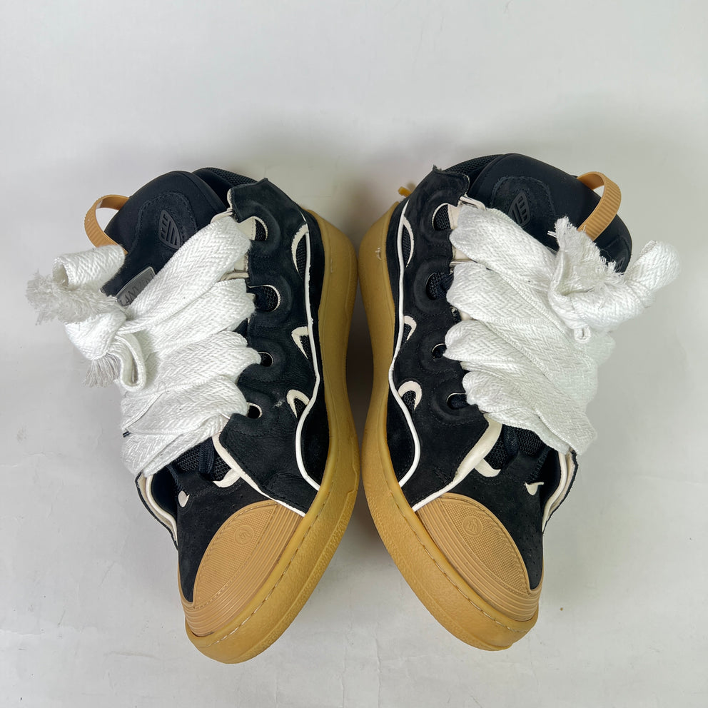 Lanvin Black/Tan Suede Curb Sneakers