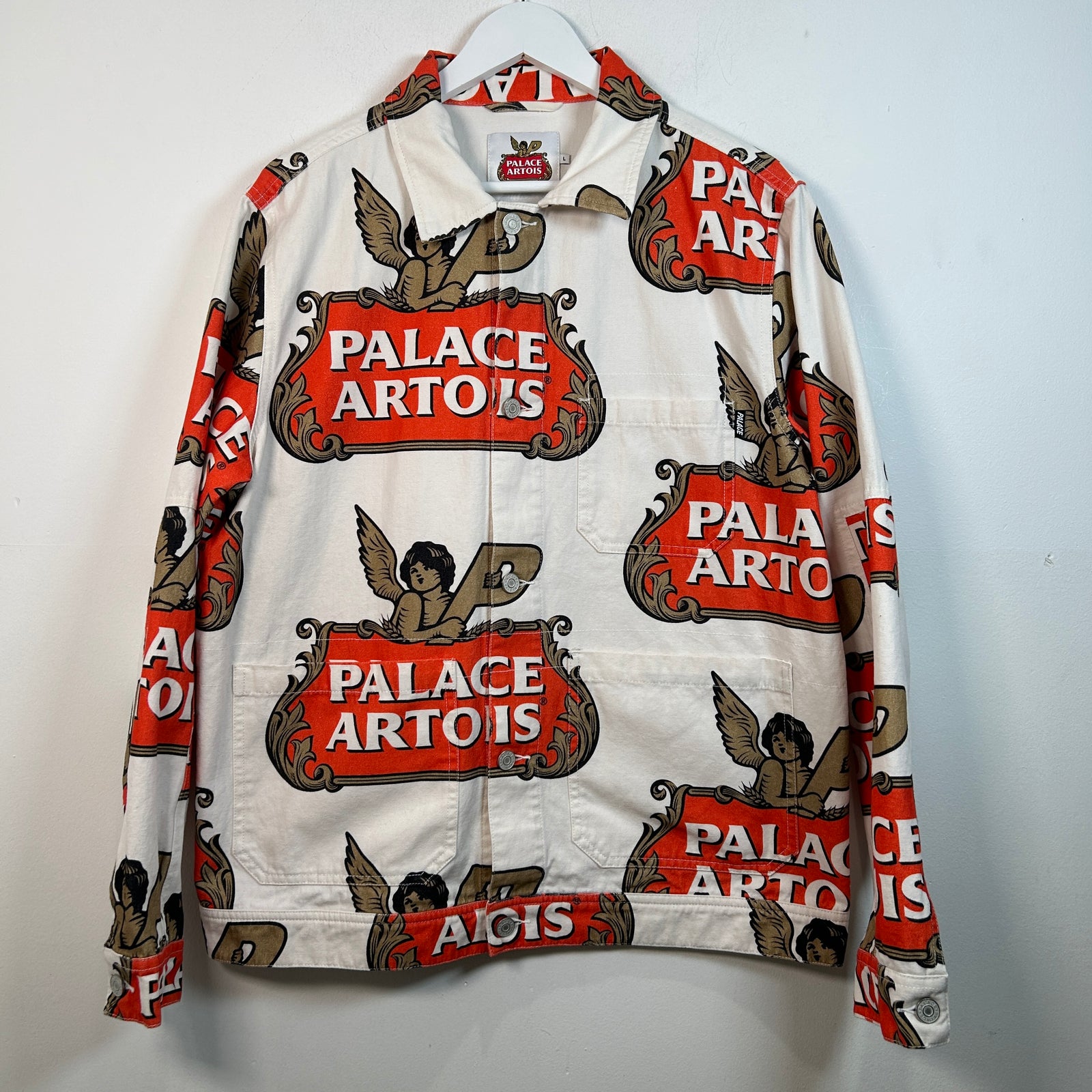 Palace x Stella Artois All Over Logo Print Jean Jacket Size L