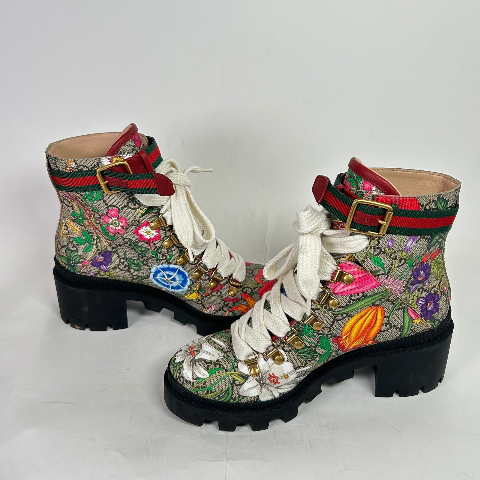 Gucci GG Monogram Flora Ankle Boots