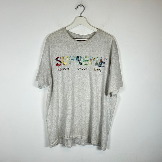 Supreme Grey Logo T-shirt Size L