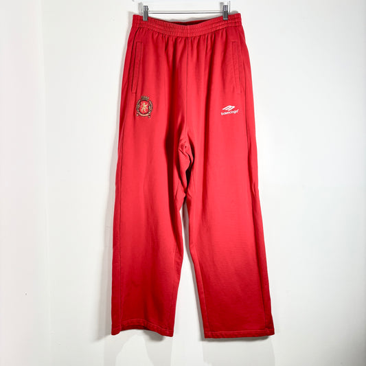 Balenciaga Red/White Soccer Baggy Sweatpants Size M
