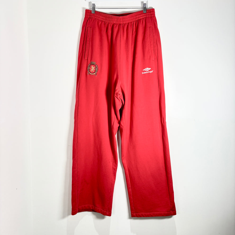 Balenciaga Red/White Soccer Baggy Sweatpants Size M