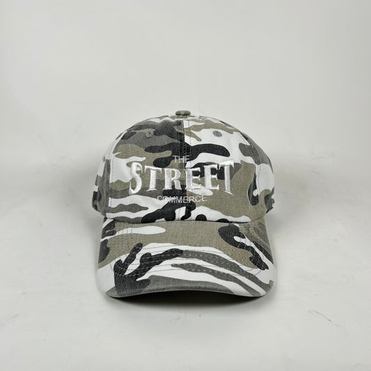 Street Commerce Snow Camo Logo Distressed Cap