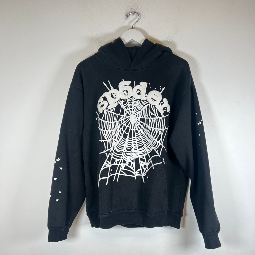 Sp5der Black OG Web Hoodie Size L