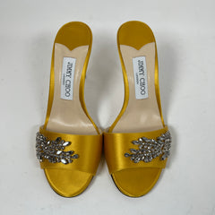 Jimmy Choo Yellow Stacey Crystal Embellished Sandals Size 38