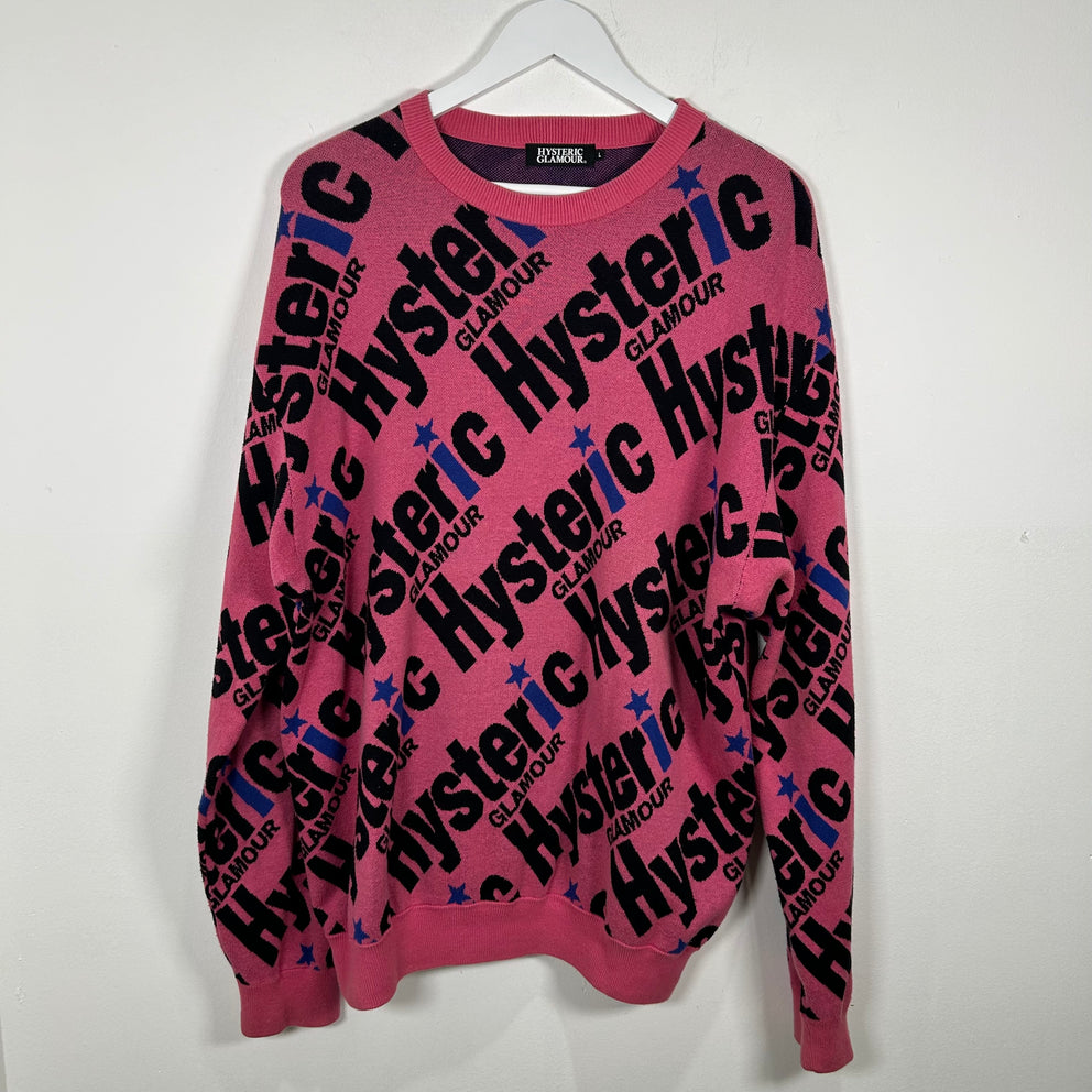 Hysteric Glamour Pink Jacquard Logo Sweater Size L