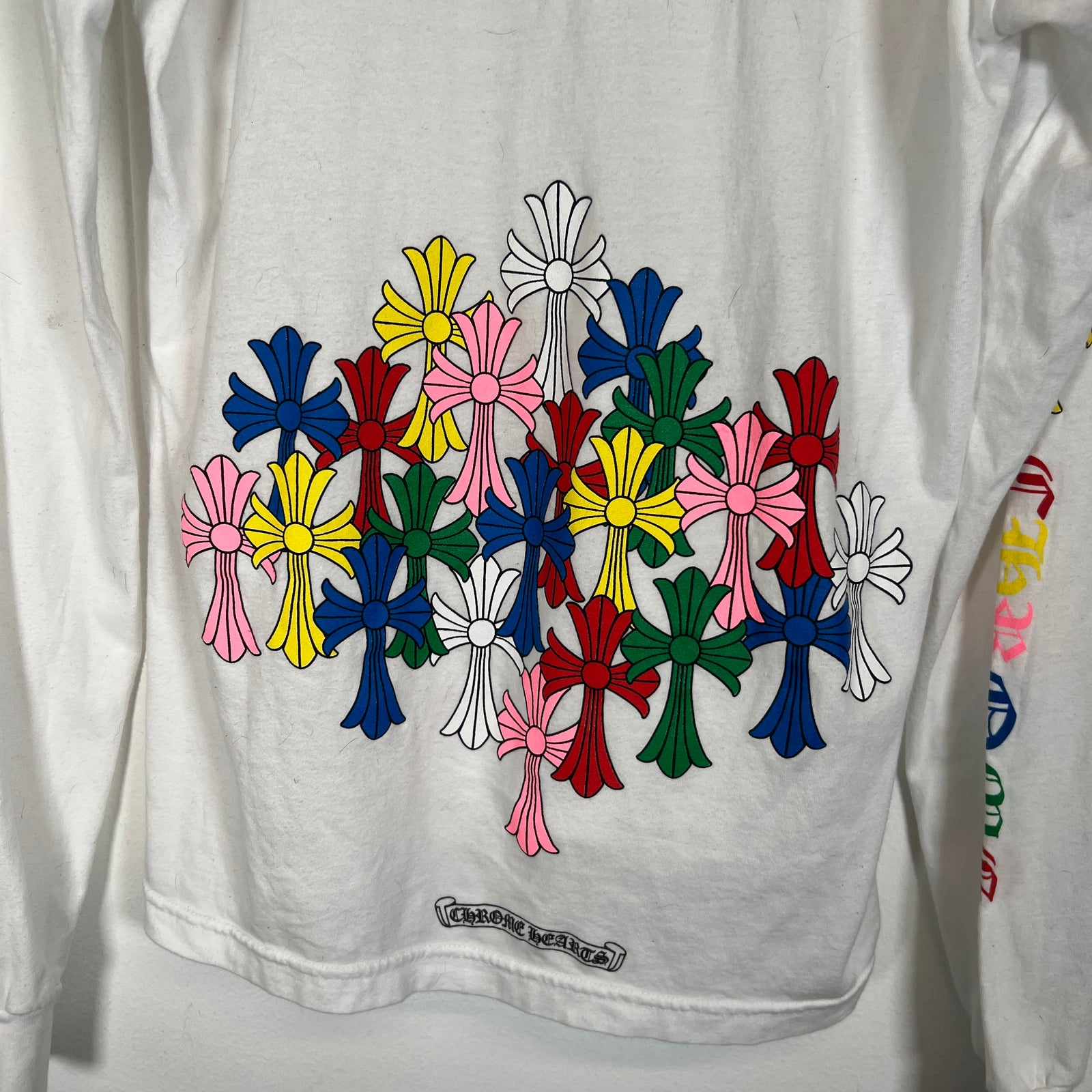 Chrome Hearts White Multicolor Cemetery Cross Longsleeve Size M