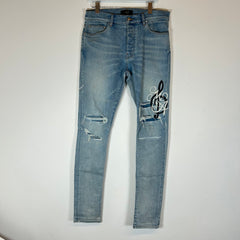 Amiri Lightwash MA Music Note Patch Jeans Size 32