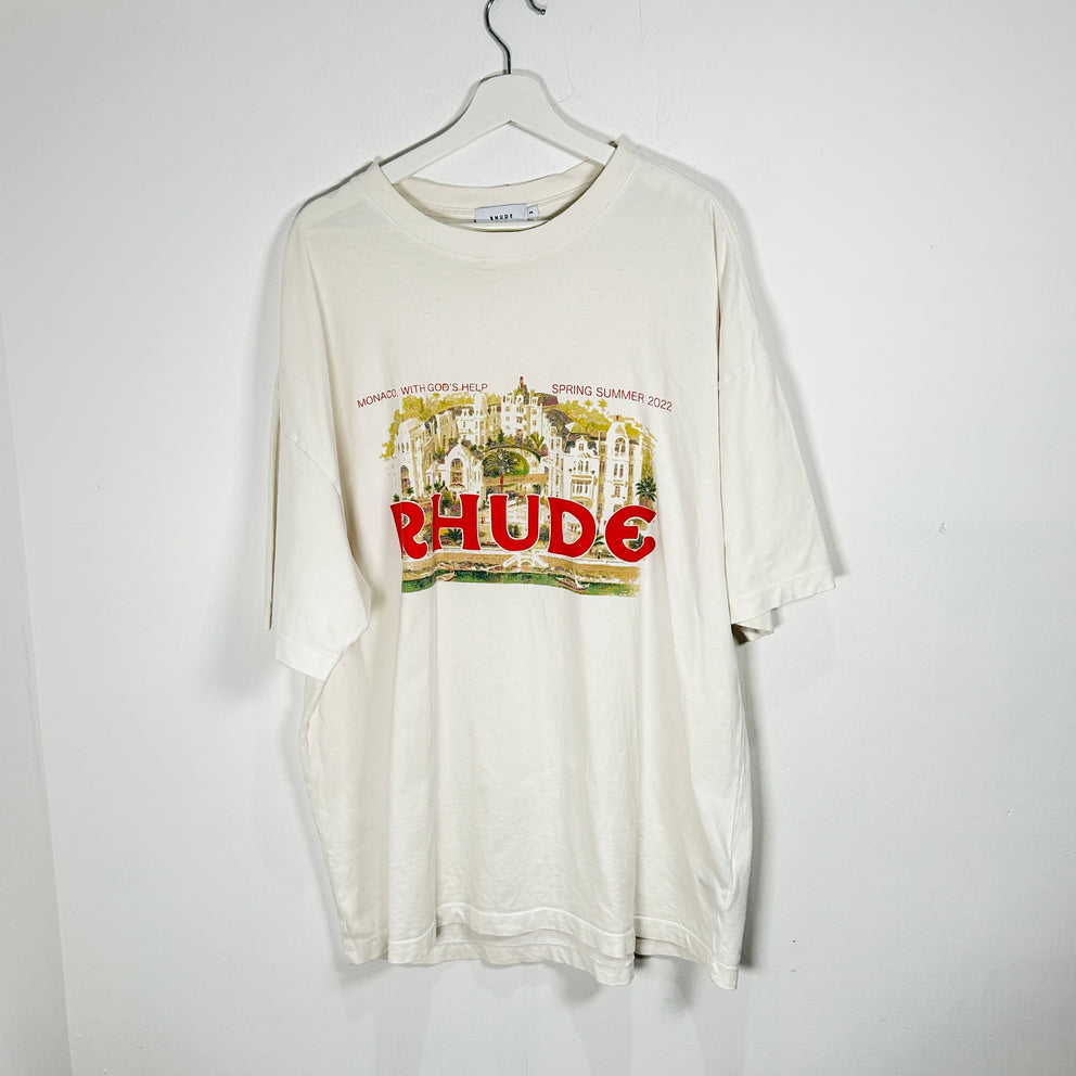 Rhude 'Monaco' Cream Graphic T-Shirt Size XXL