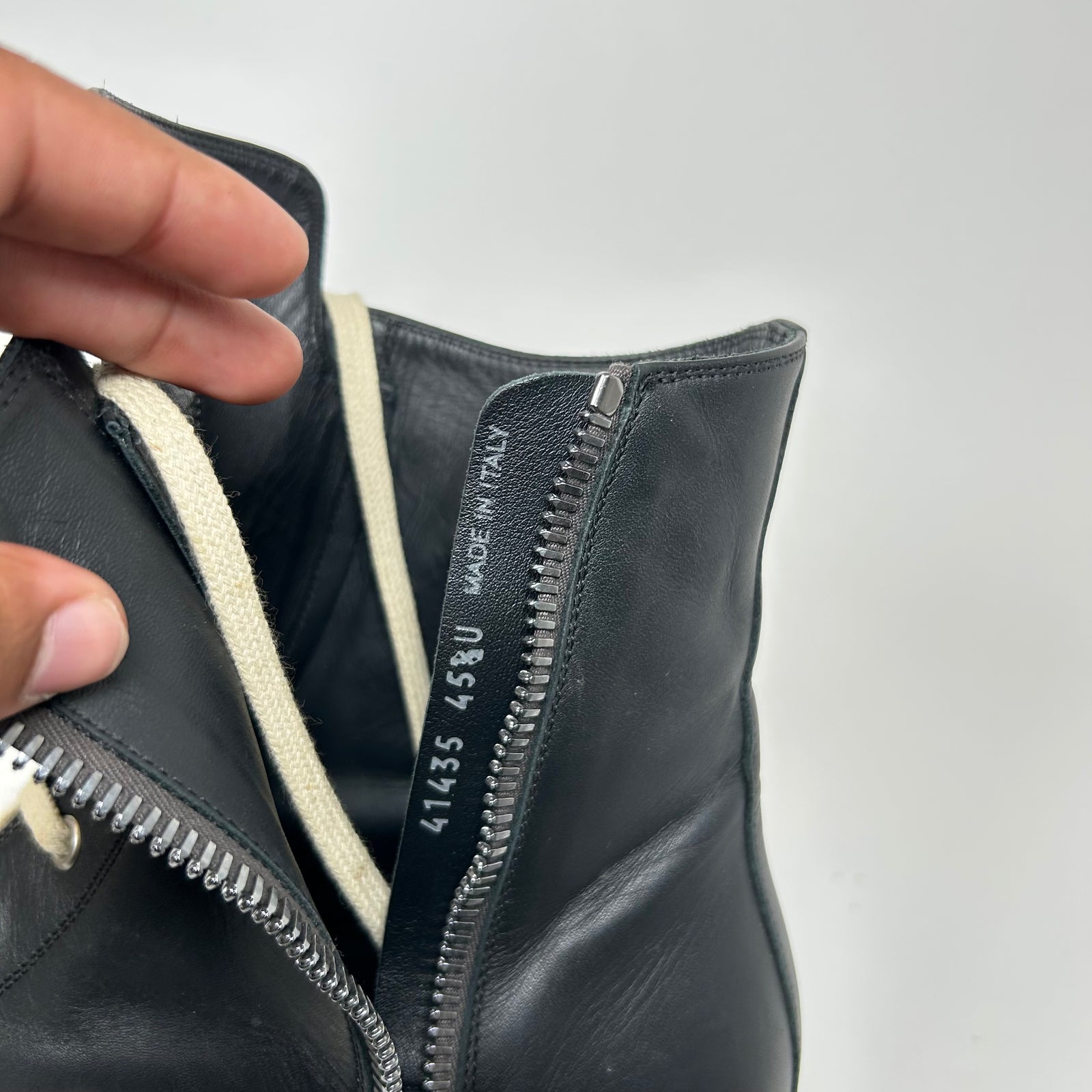 Rick Owens Black Leather High-Top Ramones Size 45.5