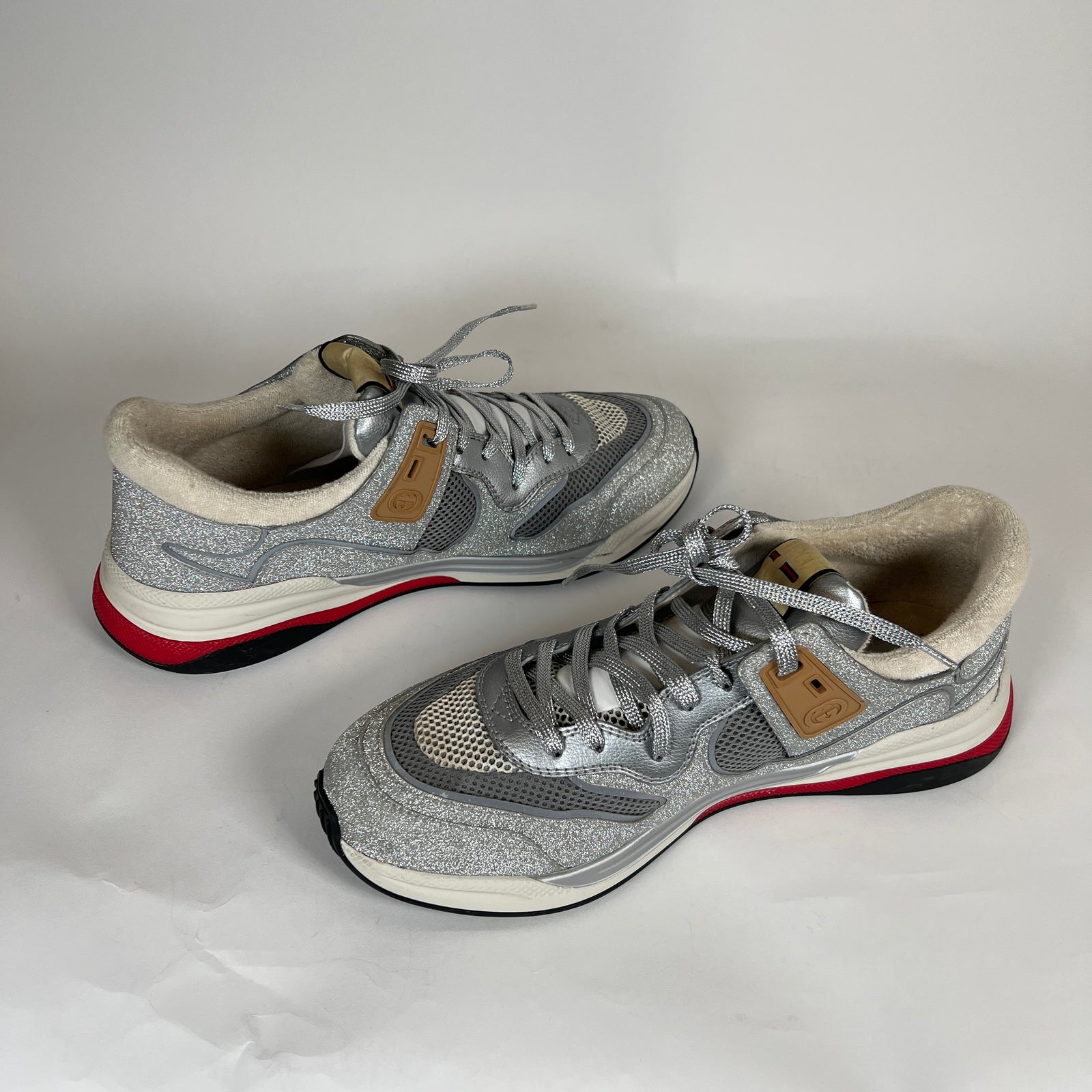 Gucci Ultrapace Silver Sparkle Size 12