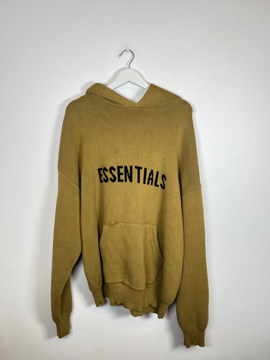 Essentials Olive Knit Hoodie Size L
