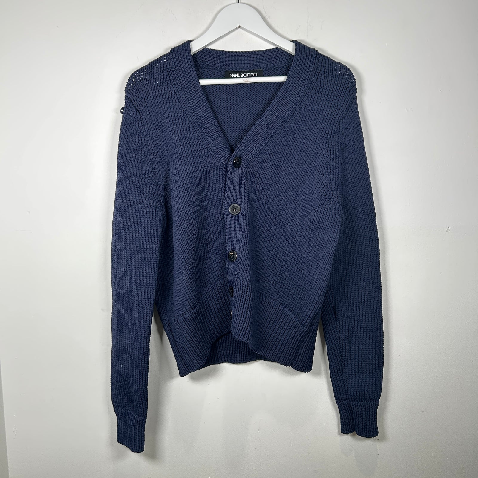 Neil Barret Cable Knit Navy Cardigan Size M