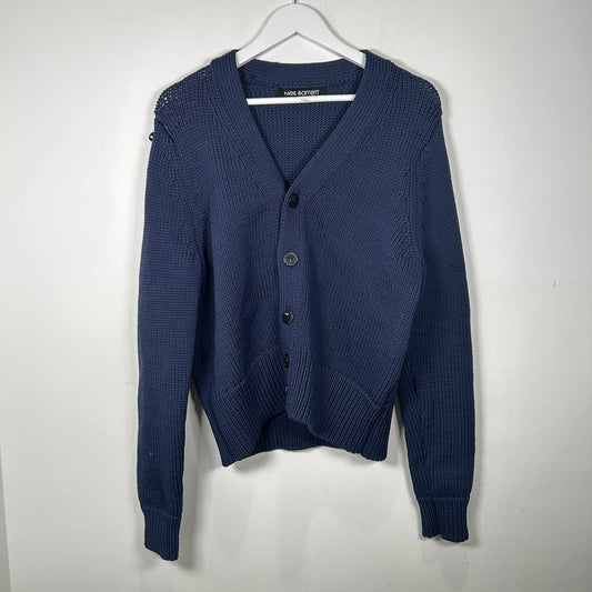 Neil Barret Cable Knit Navy Cardigan Size M