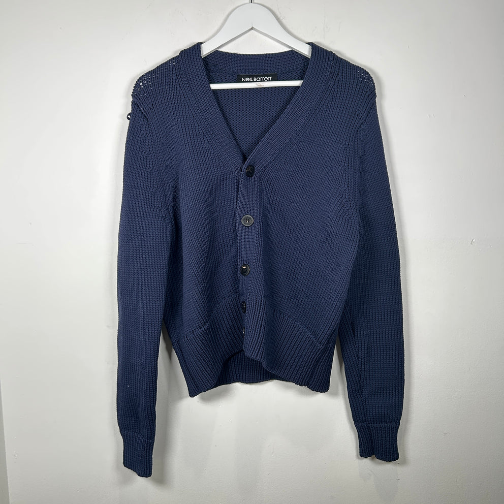 Neil Barret Cable Knit Navy Cardigan Size M