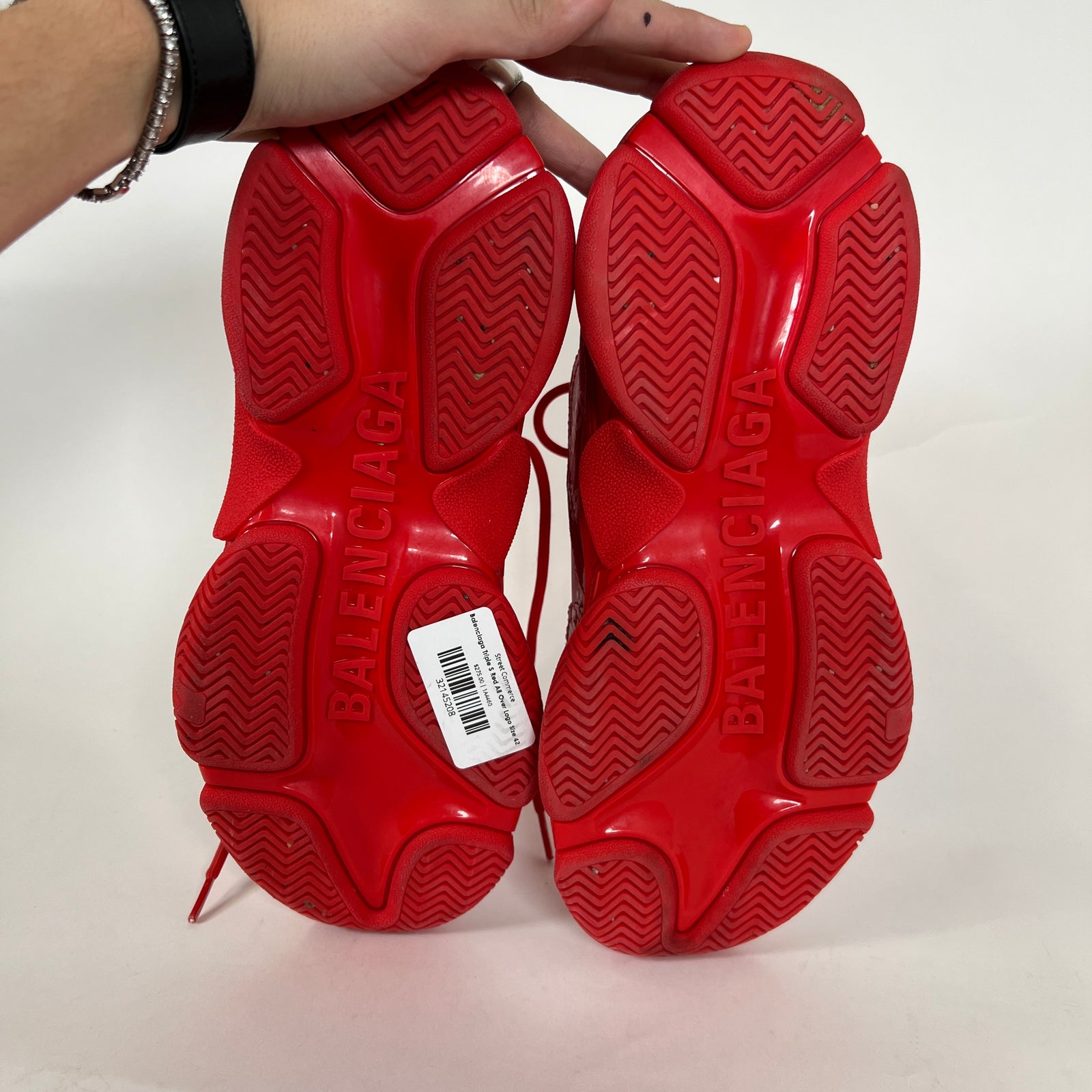 Balenciaga Triple S Red All Over Logo Size 42