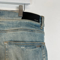 Amiri Teal Bone Lightwash Skinny Jeans Size 36