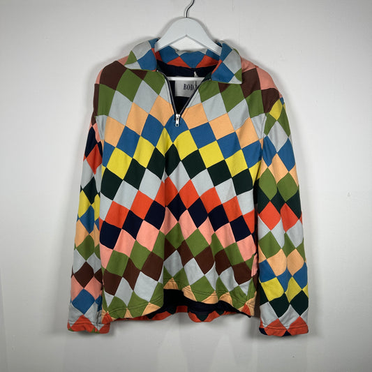 Bode Multicolor Diamond Quilt 1/4 Zip Size M/L