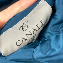 Canalli Blue Leather Zip-Up Jacket Size 50