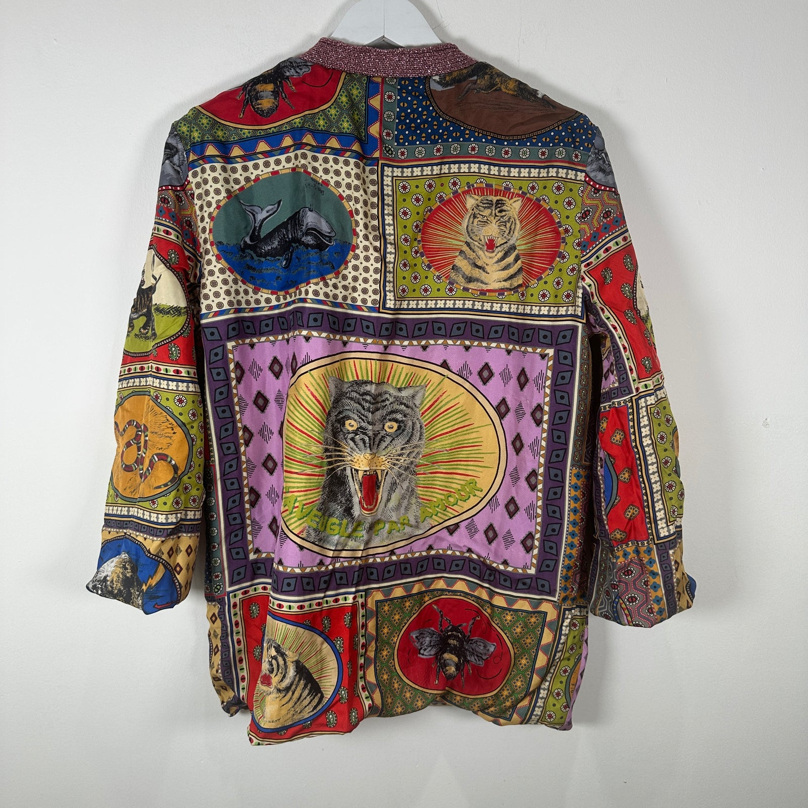 Gucci Reversible Lurex Knit & Silk Cardigan Size M