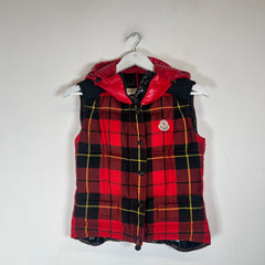 Moncler Red Plaid Liberation Puffer Vest Size 00