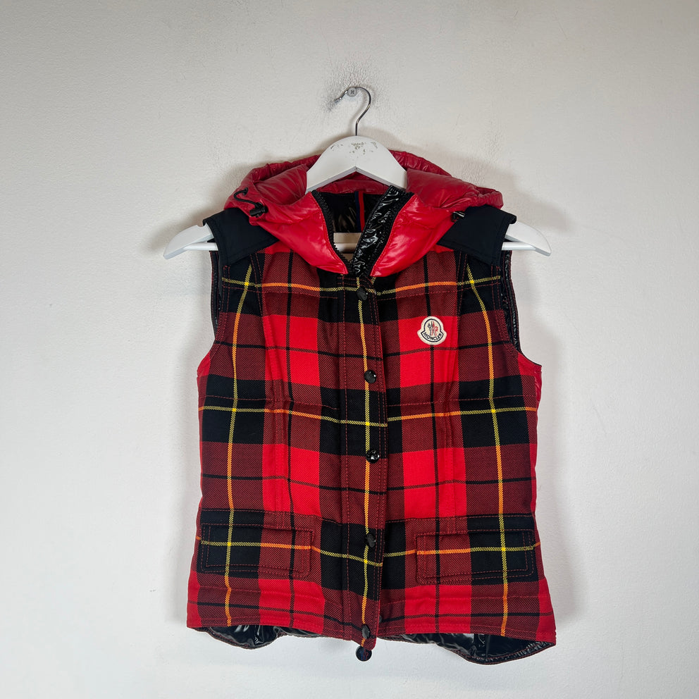 Moncler Red Plaid Liberation Puffer Vest Size 00