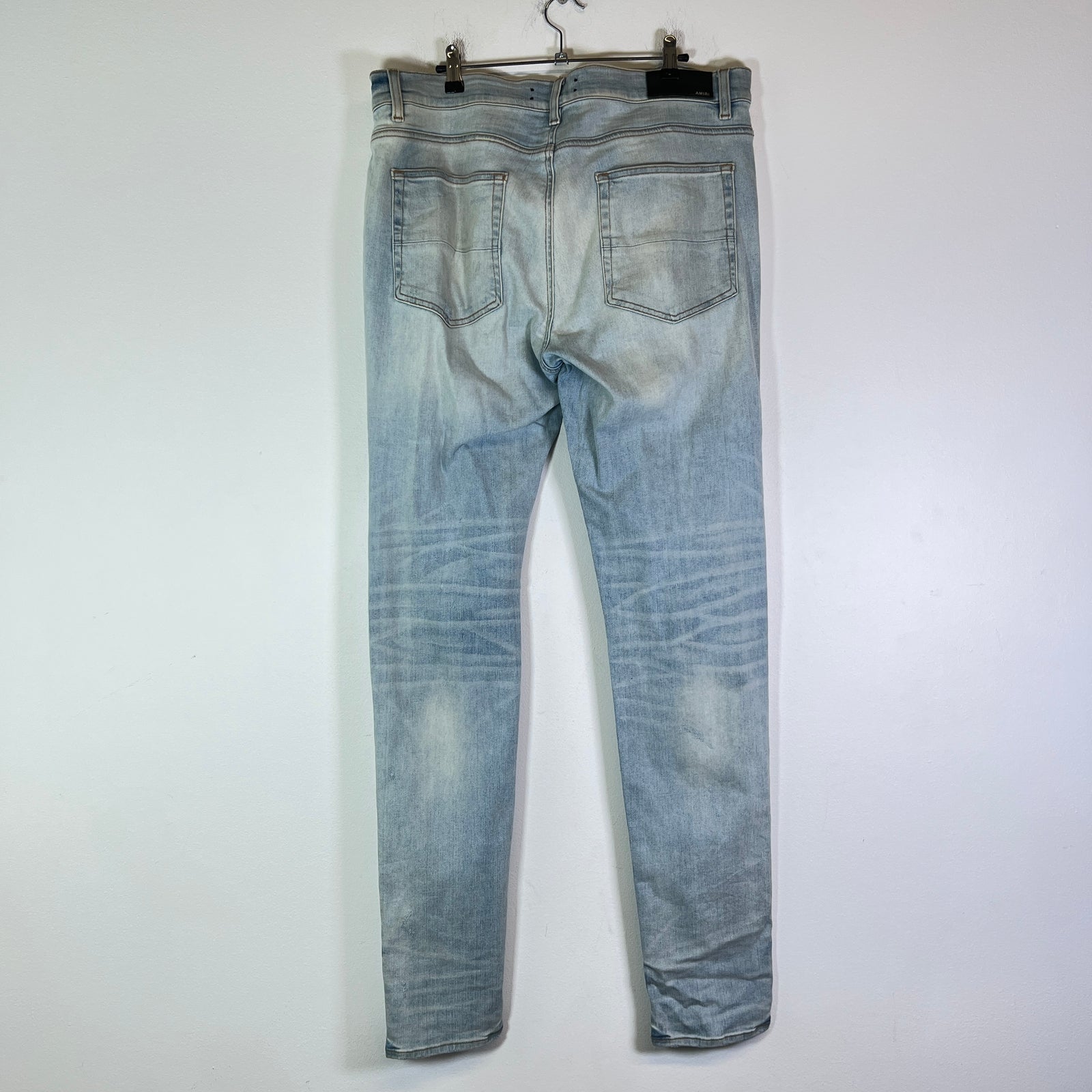 Amiri Lightwash Zebra Patch Distressed Jeans