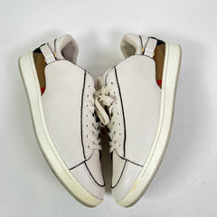 Burberry White Check Leather Low-Top Sneaker