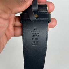 Gucci Double G Pearl Buckle Leather Belt Size 105